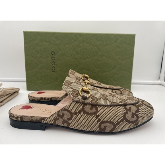 Gucci Princetown Horsebit Jumbo GG Flats Loafer Slip Sandal Mule Slides 37 - Picture 6 of 12